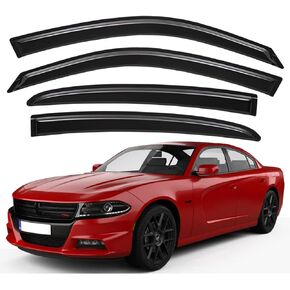 Lightronic WV94313 Outside-Mount Side Window Visor Deflector Rain Guard, Dark Smoke, 4-Pieces Set, Fits 2011-2023 Dodge Charger