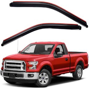 Lightronic WV192971 in-Channel Side Window Deflectors & Visors Vent Rain Guards, Dark Smoke, 2-Pieces Set, Fits 2015-2024 Ford F-150 Regular Cab