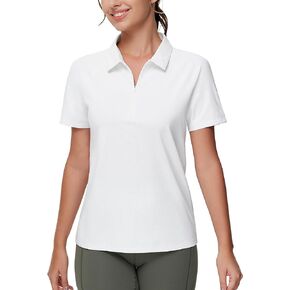 Dragon Fit Women's Short Sleeve Golf Polo Shirts UPF 50+ Zip Up Collared Athletic T-Shirt Quick Dry Tennis Workout Tops
