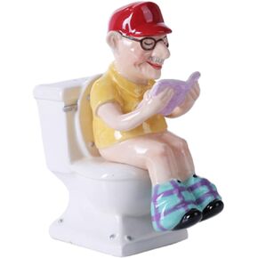 Pacific Giftware 4.75 inches Reading Grandpa on Toilet Magnetic Salt and Pepper Shaker Kitchen Set