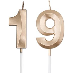 Silver 19th & 91st Birthday Candles for Cakes, Number 19 91 Candle Cake Cupcake Topper for Birthday Anniversary Party Decoration