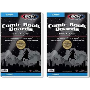BCW Current Comic Book Backing Boards| 24 pt., Coated, Buffered with 3% Calcium Carbonate | Precision Cut for Current Comic Bags | Comic Book Boards for Long-Term Storage (500 Pack)