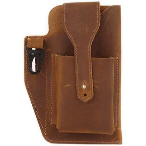 Leather Cell Phone Holster Black Multifunctional Vintage Phone Holster Waist Bag Outdoor Travel Postman Messenger Bag Gift for Husband Valentine's Day