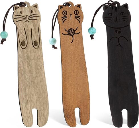 Cute Cat Bookmarks Wooden Bookmark for Cat Lovers Kawaii Bookmarks for Women, Unique Cat Book Mark Wooden Bookmark for Book Lover, Cat Bookmark for Reading Teacher Cat Lover Gifts(3 Packs) in Saudi Arabia