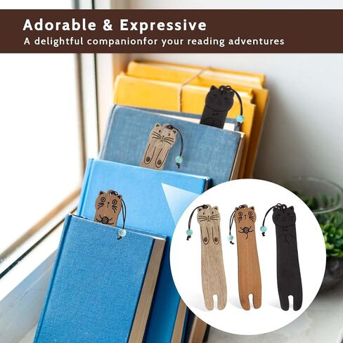 Cute Cat Bookmarks Wooden Bookmark for Cat Lovers Kawaii Bookmarks for Women, Unique Cat Book Mark Wooden Bookmark for Book Lover, Cat Bookmark for Reading Teacher Cat Lover Gifts(3 Packs) in Saudi Arabia