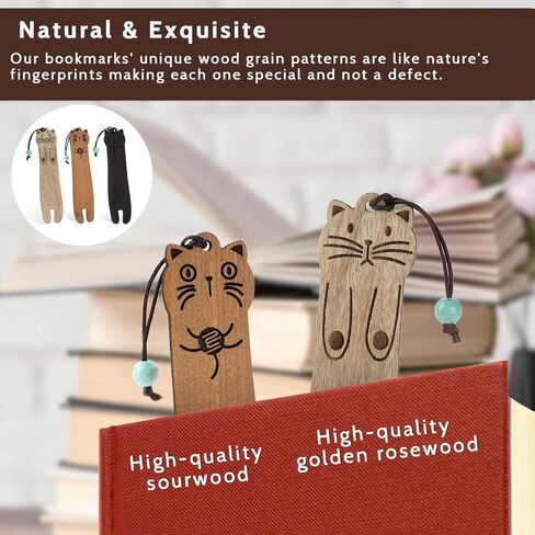 Cute Cat Bookmarks Wooden Bookmark for Cat Lovers Kawaii Bookmarks for Women, Unique Cat Book Mark Wooden Bookmark for Book Lover, Cat Bookmark for Reading Teacher Cat Lover Gifts(3 Packs) in Saudi Arabia