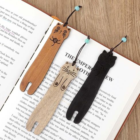 Cute Cat Bookmarks Wooden Bookmark for Cat Lovers Kawaii Bookmarks for Women, Unique Cat Book Mark Wooden Bookmark for Book Lover, Cat Bookmark for Reading Teacher Cat Lover Gifts(3 Packs) in Saudi Arabia