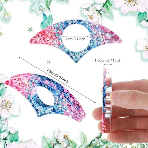 Rhinestones Book Page Holder, Glitter Crystal Thumb Book Holder, Sector Resin Book Opener Handmade Thumb Bookmarks Reading Accessories for Birthday Party Wedding Gifts(Purple Green) in Saudi Arabia