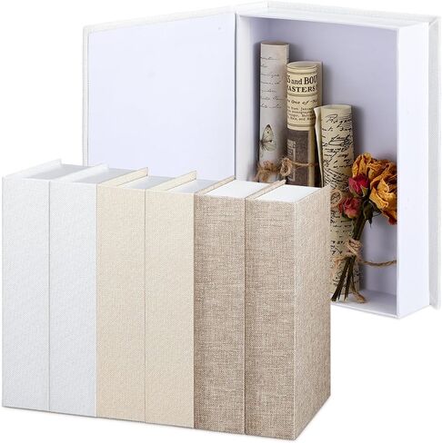 Geyoga 6 Pcs Fake Books for Decoration Linen Faux Books Modern Fake Book Storage for Coffee Table DIY Crafts Storage Home Bookshelf Cafe Hotel Decoration Display, 8.6 x 6.1 x 1.8 Inch(Coffee Color) in Saudi Arabia