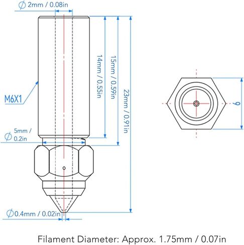 3D Printer Nozzle Kit Extruder with 3Pcs Brass Extruder Nozzle1.75 Dia for Anycubic Vyper Kobra Sv06 Plus Sv07 (1.75/0.4mm) in Kuwait