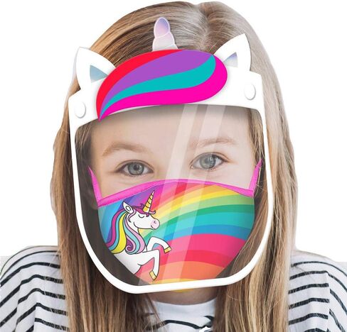 ABG Accessories girls Kids Face Shield With Matching Little Girls Reusable Fabric Mask, Age 3-7 in Saudi Arabia