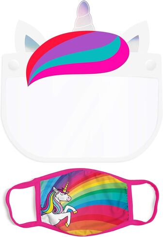 ABG Accessories girls Kids Face Shield With Matching Little Girls Reusable Fabric Mask, Age 3-7 in Saudi Arabia