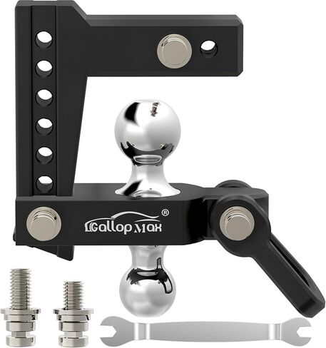 وصلة مقطورة قابلة للتعديل تناسب جهاز الاستقبال مقاس 2 بوصة فقط، 12500 رطل GTW، 6 بوصة قطرة/ارتفاع من الألومنيوم، 2 و2 5/16 كرات مع وصلات ثنائية الاتجاه وأقفال براءة اختراع مضادة للسرقة، أسود in Kuwait