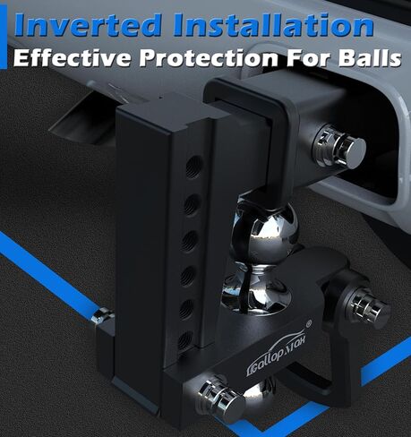 وصلة مقطورة قابلة للتعديل تناسب جهاز الاستقبال مقاس 2 بوصة فقط، 12500 رطل GTW، 6 بوصة قطرة/ارتفاع من الألومنيوم، 2 و2 5/16 كرات مع وصلات ثنائية الاتجاه وأقفال براءة اختراع مضادة للسرقة، أسود in Kuwait