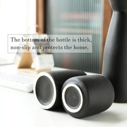 مجموعة مزهرية سيراميك سوداء - 3 مزهريات زهور صغيرة للديكور، ديكور منزل مزرعة ريفي حديث، مزهرية زخرفية لأعشاب بامباس والزهور المجففة، رف الأفكار، الطاولة، الرف، المدخل، ديكور رف الكتب in Saudi Arabia