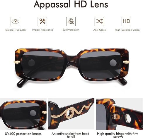 Trendy Snake Sunglasses for Women and Men Retro Rectangle Sunnies AP3672 in Saudi Arabia