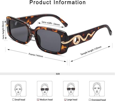 Trendy Snake Sunglasses for Women and Men Retro Rectangle Sunnies AP3672 in Saudi Arabia