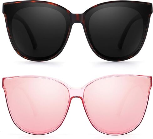 نظارة شمسية عين القطة للنساء، 2 قطعة، 2024 مستقطبة كبيرة الحجم وعصرية وظلال عتيقة in Kuwait