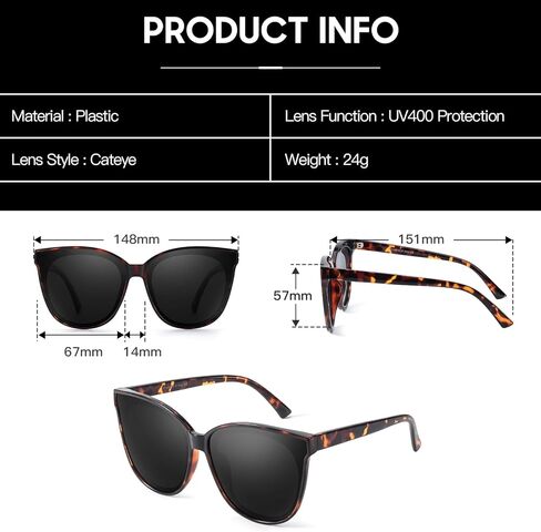 نظارة شمسية عين القطة للنساء، 2 قطعة، 2024 مستقطبة كبيرة الحجم وعصرية وظلال عتيقة in Kuwait