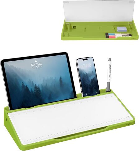 LOUKIN Glass Desktop Whiteboard, 15.3" x 5.6" Desktop Dry Erase Board with Dotted and Graduated Surface, Great for Design and Drawing, 3 Markers and 1 Dry Erase Eraser Included (Sky Blue) in Saudi Arabia