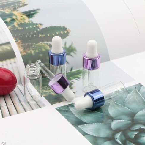 JIUWU 3ml Clear Essential Oil Glass Dropper Bottles with Screw Cap for Perfume Colognes Travel Sample Liquid Vials (1 Funnel Included), Pack of 18 in Saudi Arabia