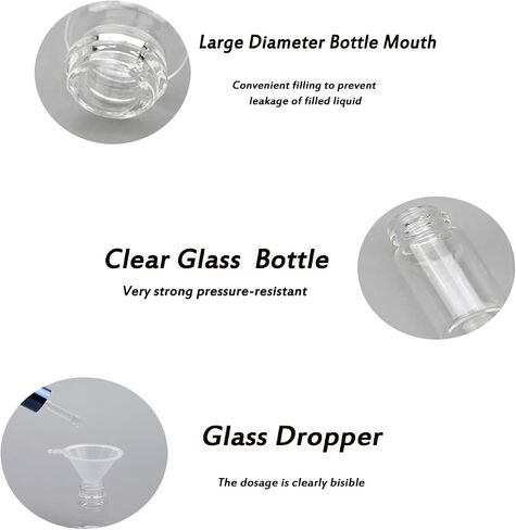 JIUWU 3ml Clear Essential Oil Glass Dropper Bottles with Screw Cap for Perfume Colognes Travel Sample Liquid Vials (1 Funnel Included), Pack of 18 in Saudi Arabia