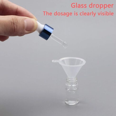 JIUWU 3ml Clear Essential Oil Glass Dropper Bottles with Screw Cap for Perfume Colognes Travel Sample Liquid Vials (1 Funnel Included), Pack of 18 in Saudi Arabia