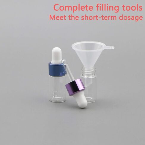 JIUWU 3ml Clear Essential Oil Glass Dropper Bottles with Screw Cap for Perfume Colognes Travel Sample Liquid Vials (1 Funnel Included), Pack of 18 in Saudi Arabia