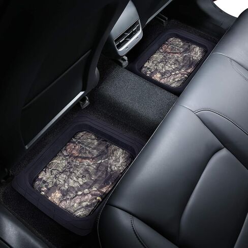 Mossy Oak Heavy Duty Deep Dish Rubber Floor Mats - All Weather Protection - Trim to Fit for Car, SUV, Van, Trucks (4 Pcs) - Official Licensed Product in Kuwait