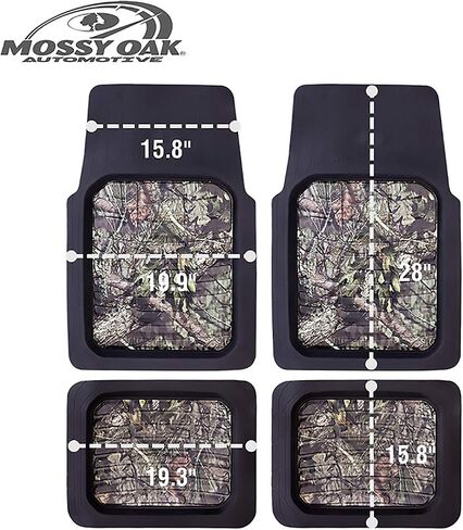 Mossy Oak Heavy Duty Deep Dish Rubber Floor Mats - All Weather Protection - Trim to Fit for Car, SUV, Van, Trucks (4 Pcs) - Official Licensed Product in Kuwait