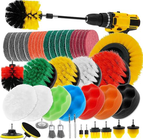 30 Piece Drill Brush Attachments Set, Scrub Pads & Sponge & Wire Brush for Drill, Power Scrubber Brush with Extend Long Attachment, Drill Scrubber Brush Kit for Bathroom, Floor, Car, Grout in Saudi Arabia