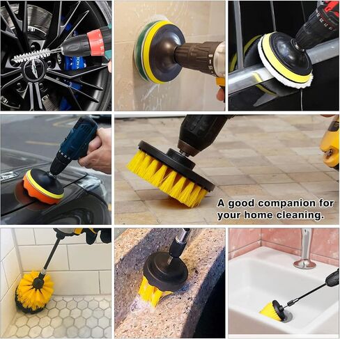 30 Piece Drill Brush Attachments Set, Scrub Pads & Sponge & Wire Brush for Drill, Power Scrubber Brush with Extend Long Attachment, Drill Scrubber Brush Kit for Bathroom, Floor, Car, Grout in Saudi Arabia