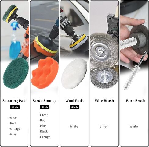 30 Piece Drill Brush Attachments Set, Scrub Pads & Sponge & Wire Brush for Drill, Power Scrubber Brush with Extend Long Attachment, Drill Scrubber Brush Kit for Bathroom, Floor, Car, Grout in Saudi Arabia