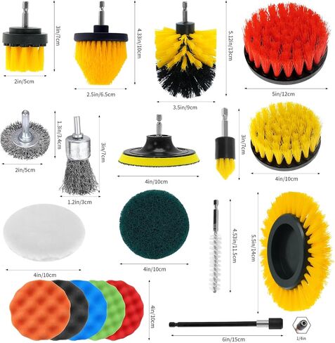 30 Piece Drill Brush Attachments Set, Scrub Pads & Sponge & Wire Brush for Drill, Power Scrubber Brush with Extend Long Attachment, Drill Scrubber Brush Kit for Bathroom, Floor, Car, Grout in Saudi Arabia