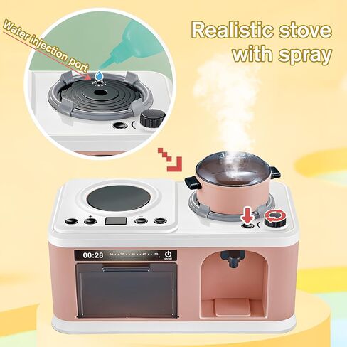 Pretend Kitchen Playset for Kids Play Food Set Real Sounds and Light Steam Play Kitchen Cooking Toys Accessories Cookware Set for Toddlers with Pans and Pots Utensils Gift for Girls Boys in Saudi Arabia