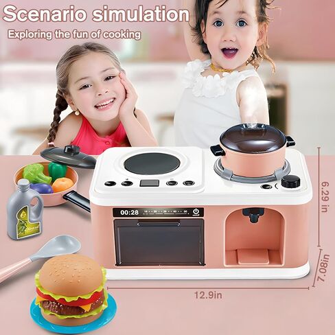 Pretend Kitchen Playset for Kids Play Food Set Real Sounds and Light Steam Play Kitchen Cooking Toys Accessories Cookware Set for Toddlers with Pans and Pots Utensils Gift for Girls Boys in Saudi Arabia