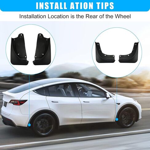 Mud Flaps Compatible with Tesla Model Y Splash Guards Vehicle Sediment Protection No Need to Drill Holes Vehicle Tire Protector Mudflaps All Weather in Saudi Arabia