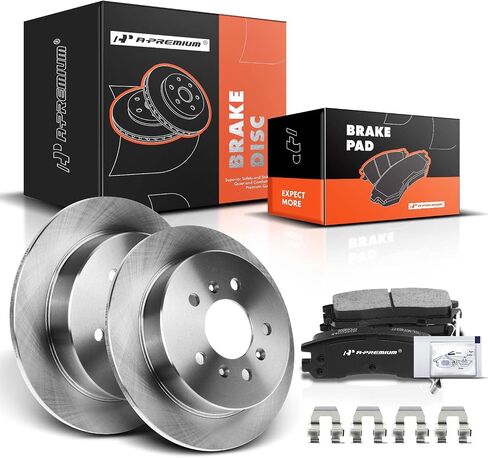 A-Premium 10.94 inch(278 mm) Rear Solid Disc Brake Rotors + Ceramic Pads Kit Compatible with Select Chevy and Buick Models - Impala 06-10, Monte Carlo 06-07, LaCrosse 08-09, Allure 08-09, 6-PC Set in Saudi Arabia