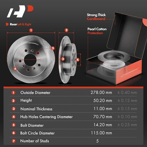 A-Premium 10.94 inch(278 mm) Rear Solid Disc Brake Rotors + Ceramic Pads Kit Compatible with Select Chevy and Buick Models - Impala 06-10, Monte Carlo 06-07, LaCrosse 08-09, Allure 08-09, 6-PC Set in Saudi Arabia