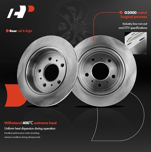 A-Premium 10.94 inch(278 mm) Rear Solid Disc Brake Rotors + Ceramic Pads Kit Compatible with Select Chevy and Buick Models - Impala 06-10, Monte Carlo 06-07, LaCrosse 08-09, Allure 08-09, 6-PC Set in Saudi Arabia