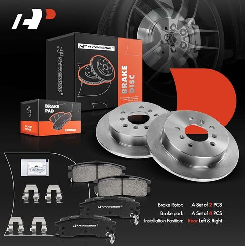 A-Premium 10.94 inch(278 mm) Rear Solid Disc Brake Rotors + Ceramic Pads Kit Compatible with Select Chevy and Buick Models - Impala 06-10, Monte Carlo 06-07, LaCrosse 08-09, Allure 08-09, 6-PC Set in Saudi Arabia