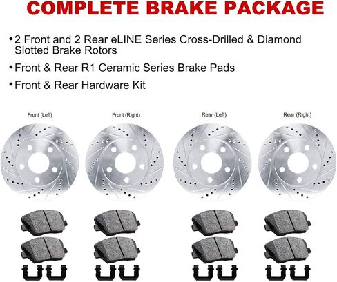 R1 Concepts Front Rear Brakes and Rotors Kit |Front Rear Brake Pads| Brake Rotors and Pads| Ceramic Brake Pads and Rotors |Hardware Kit|fits 2018-2021 Kia Stinger, 2019-2021 Genesis G70 in Saudi Arabia