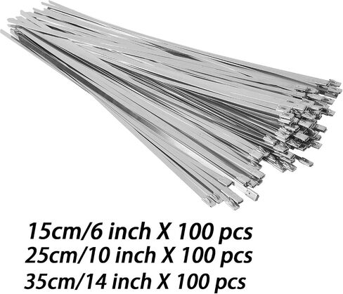 ZOENHOU 300 PCS 304 Stainless Steel Zip Ties, 11.8 In 9.8 In 5.9 In Self-locking Cable Tie Heavy Duty Metal Zip Tie High Strength Durability in Saudi Arabia