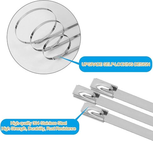 ZOENHOU 300 PCS 304 Stainless Steel Zip Ties, 11.8 In 9.8 In 5.9 In Self-locking Cable Tie Heavy Duty Metal Zip Tie High Strength Durability in Saudi Arabia
