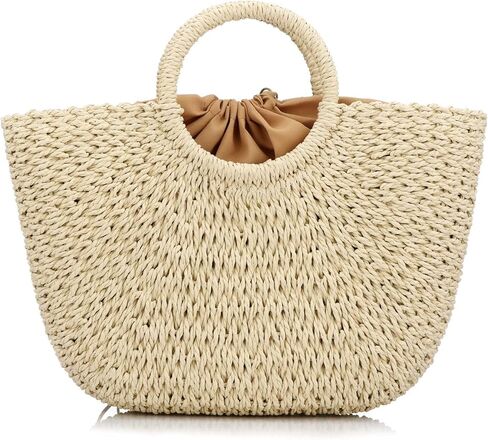 MilkyWay Straw Tote for Women, Straw Beach Bag Summer Large Woven Round Top Handle Handbag Hobo Natural Rattan Travel in Saudi Arabia