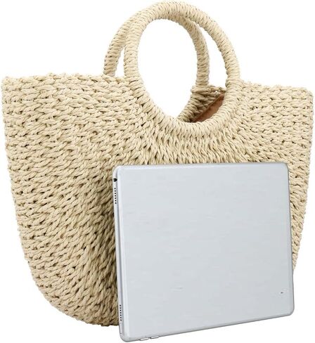 MilkyWay Straw Tote for Women, Straw Beach Bag Summer Large Woven Round Top Handle Handbag Hobo Natural Rattan Travel in Saudi Arabia