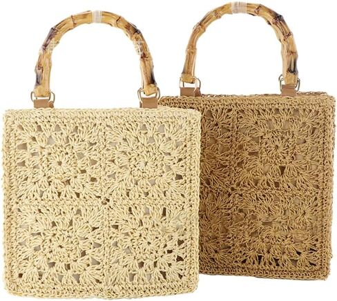 المرأة القش حمل الحقائب الشاطئ الصيف الأزهار المنسوجة الكتف محفظة السفر الشاطئ حقيبة يد المحفظة اليدوية in Kuwait