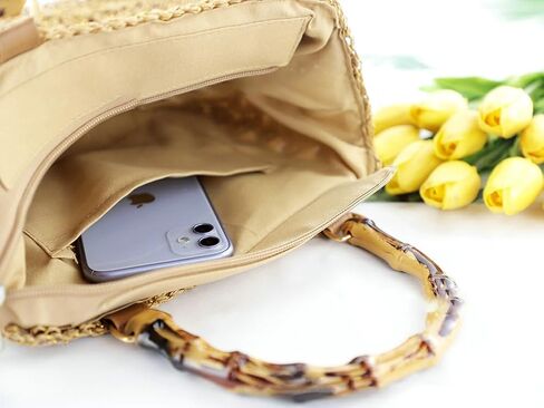 المرأة القش حمل الحقائب الشاطئ الصيف الأزهار المنسوجة الكتف محفظة السفر الشاطئ حقيبة يد المحفظة اليدوية in Kuwait