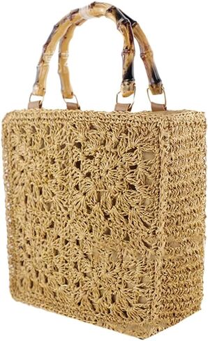 المرأة القش حمل الحقائب الشاطئ الصيف الأزهار المنسوجة الكتف محفظة السفر الشاطئ حقيبة يد المحفظة اليدوية in Kuwait