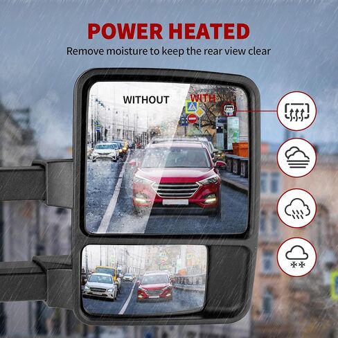 YITAMOTOR Towing Mirror Compatible with 1999-2007 F250/F350/F450/F550 Super Duty, 2001-2005 Excursion, Right Passenger Side Mirror Tow Mirror Power Heated Telescoping Folding LED Turn Signal Smoke in Saudi Arabia